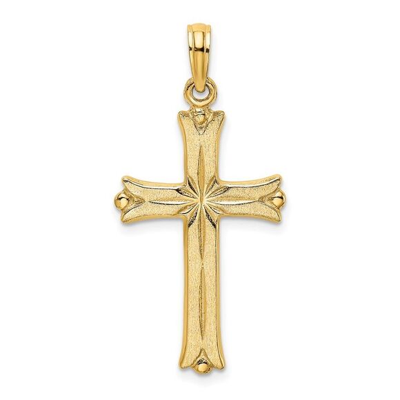14k Yellow Gold Cross W/Starburst Center Charm
